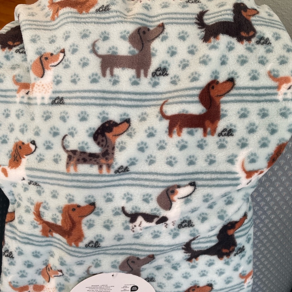 Berkshire Blanket Doggie Drawings Throw - Teal and Brown - Picture 10 of 10